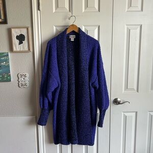 Fitting Image 80’s vintage purple chunky knit duster cardigan